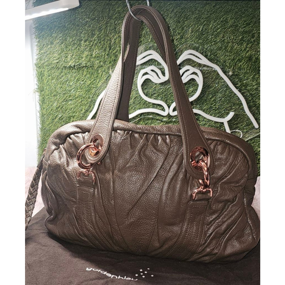 EUC Goldenbleu Jordan Chocolate Pebbled Leather Satchel with Rosegold hardware